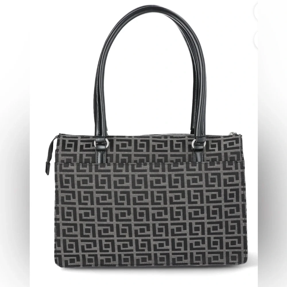 Fiorelli women's Vanessa Satchel in black geo jacquard.